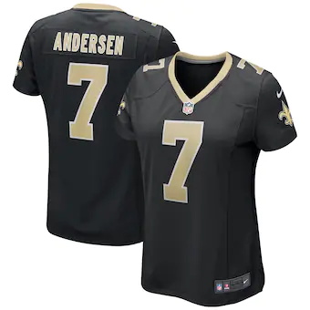 womens nike morten andersen black new orleans saints game r